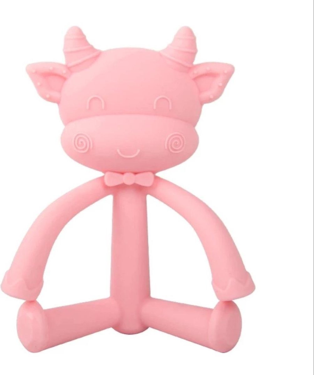 Baby Koe Siliconen - Stretch koe- Hand oog coordinatie(rose) NU TIJDELIJK 1+1 GRATIS