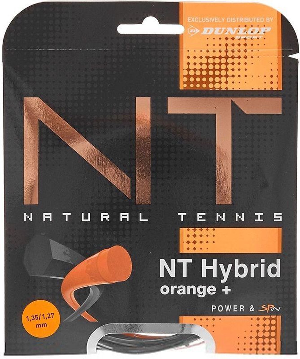NT Hybrid orange tennis snaar dunlop 12 meter 1.35/1.27 mm