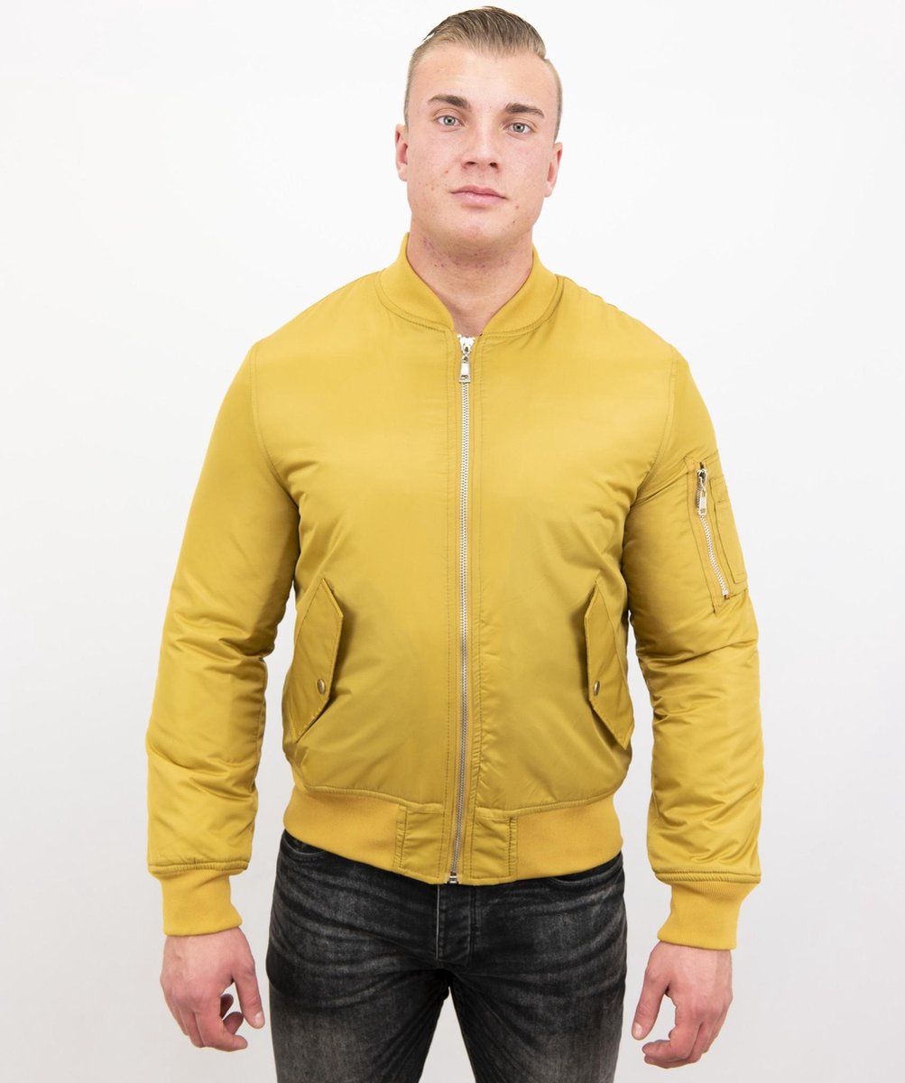 Beluomo BomberJack Heren - Bomber Jas Basic - Geel - Maten: L
