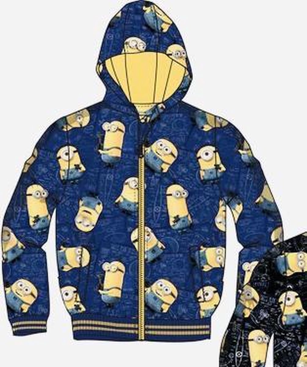 Minions Winterjas - Fleece gevoerd - blauw/geel - maat 98/104 (3/4 jaar)