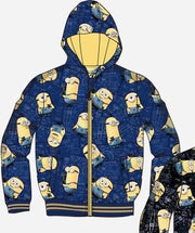 Minions Winterjas - Fleece gevoerd - blauw/geel - maat 98/104 (3/4 jaar)