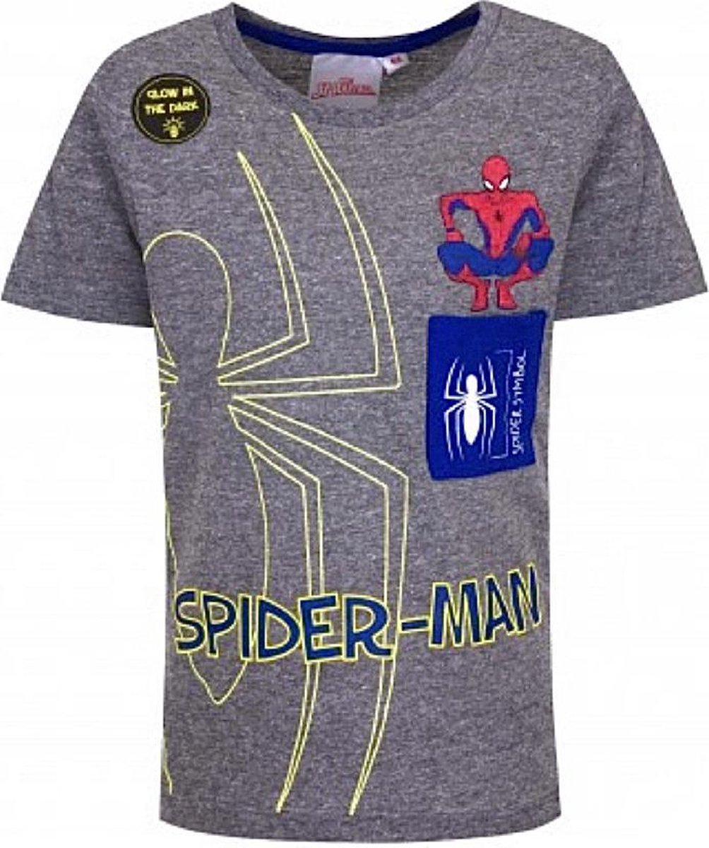 Spiderman shirt glow in the dark grijs 98