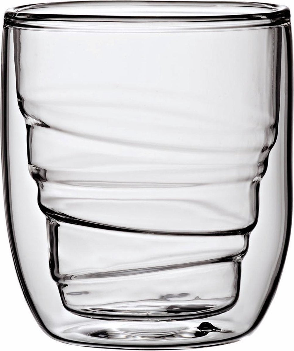 QDO Elements - Koffie- en theeglazen - Set van 2 Dubbelwandige Glazen - Wood - 75ml