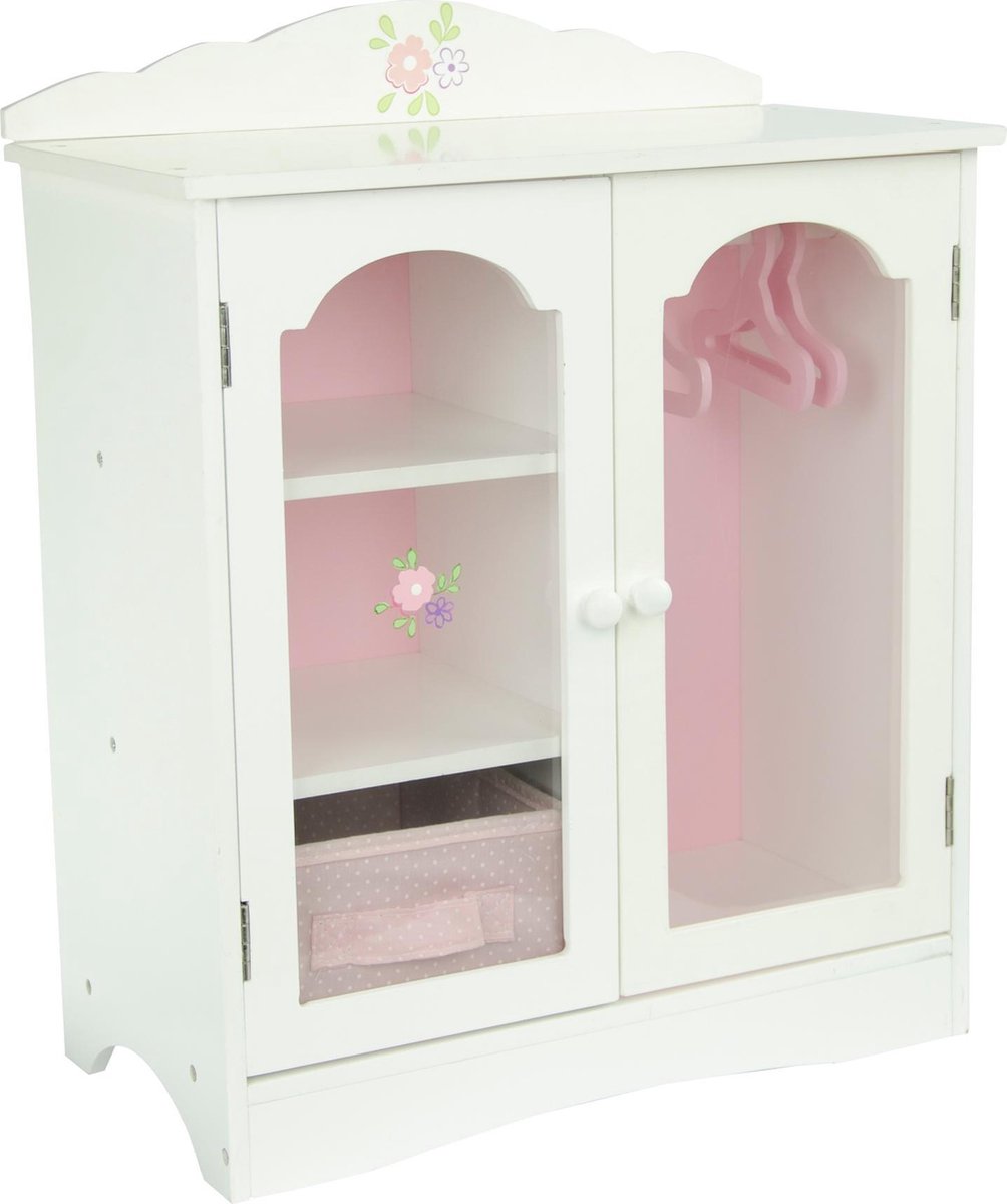 Houten poppenkleerkast voor poppen van 45 cm. Olivias World TD-0210A