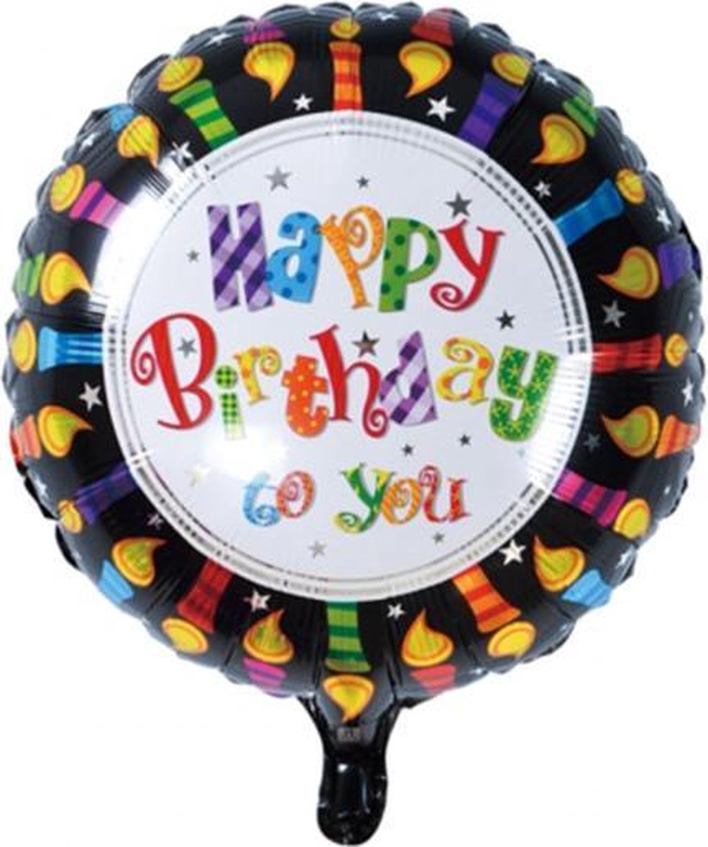 Folie ballon rond vorm 46 cm groot met tekst Happy Birthday to you