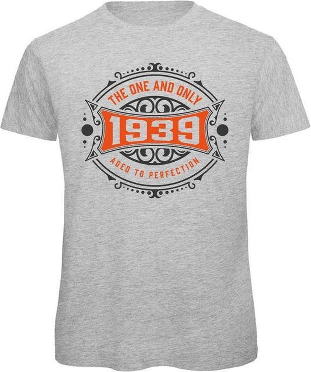 1939 The One And Only | Feest Kado T-Shirt Heren - Dames | Antraciet - Oranje | Perfect Verjaardag Cadeau Shirt | Grappige Spreuken - Zinnen - Teksten |