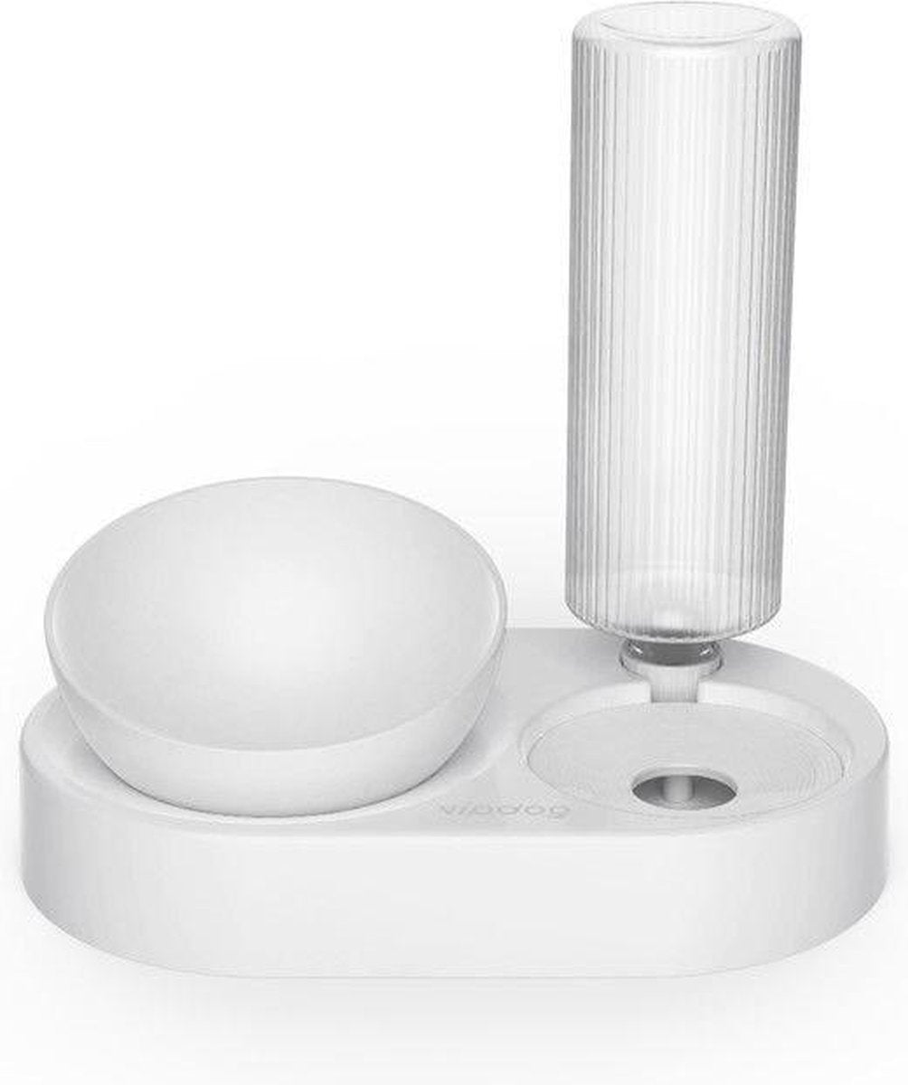 WiseGoods Voerbak Kat & Hond met standaard - Dubbel Voer en Water set - Huisdier Drinkbak en Eetbak - Honden en Katten - Wit