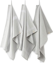 Walra Keuken- & Theedoekenset Blocks & Lines - 3x 50x70 - 100% Katoen - Licht Grijs