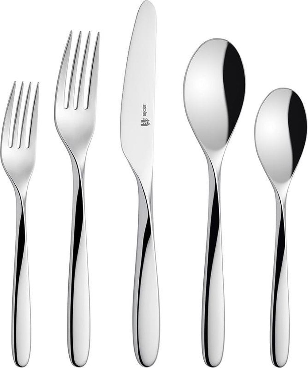 Sola Twist Bestekset 8 persoons - 70 delig - Zilverwit Edelstaal 18/10