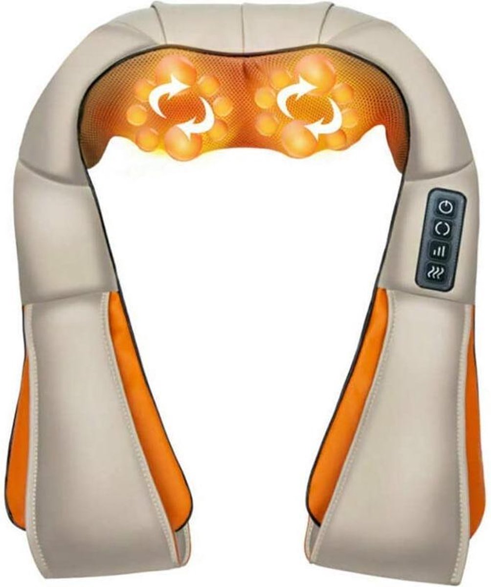 Shiatsu massagekussen - Massagekussen - Nekmassage shiatsu - Massages Rug / Benen / Voeten / Kuiten - Incl. Auto Stekker (Beige)