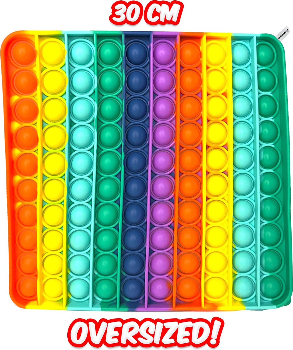 Ultrasativa® - Pop It XXL - Pop It - 30X30 - Mega Pop It - Pop It Mega Groot - Regenboog - Regenboog Pop It - Fidget - Fidget Toys - Tiktok Trend - Rond - Ronde Pop It