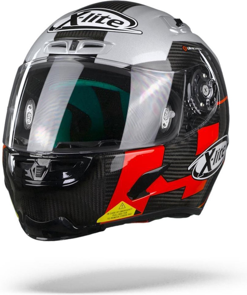 X-Lite X-803 Ultra carbon 51 Petrucci Test Carbon Black White Red  Integraalhelm - Motorhelm - Maat XXL