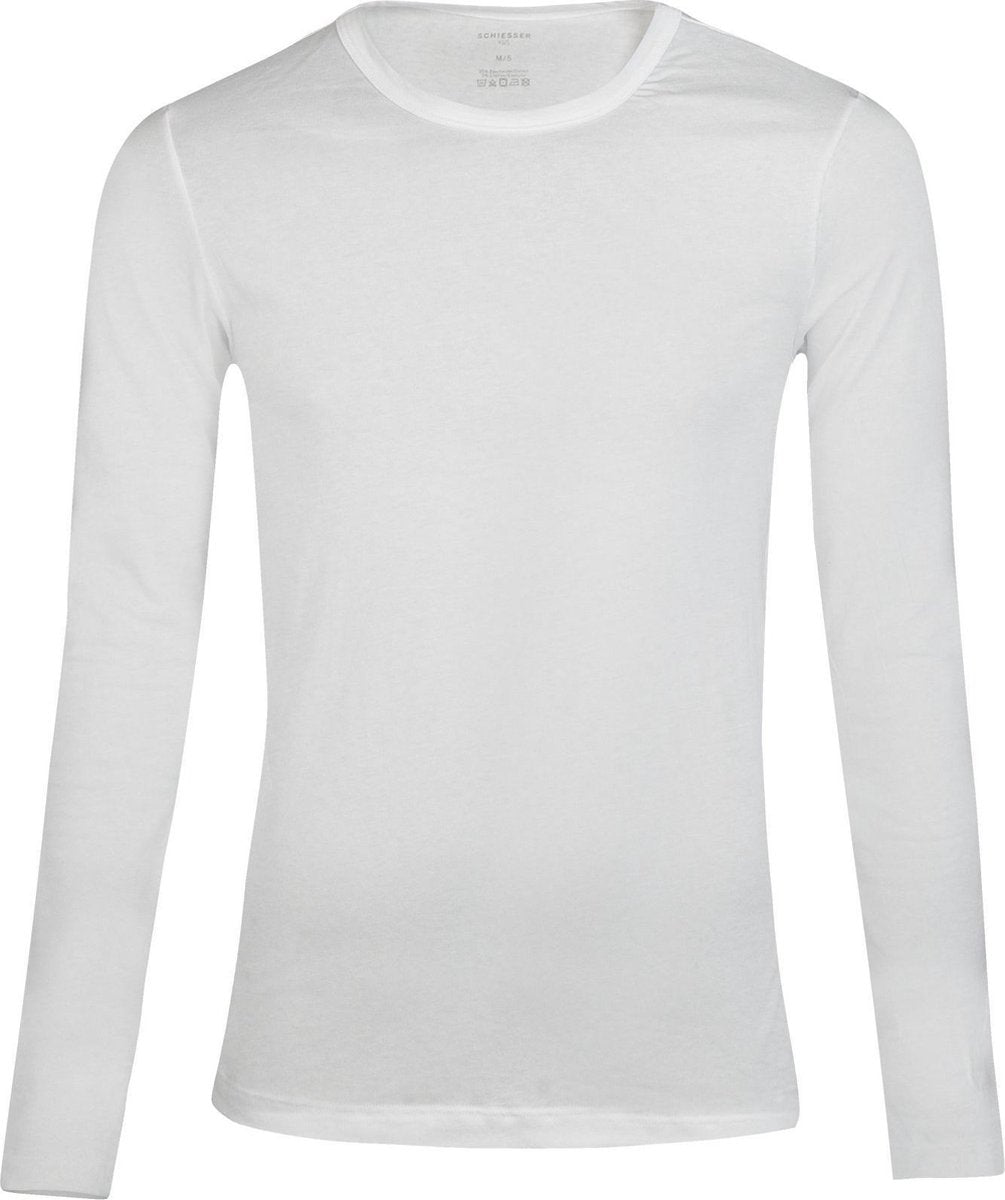 Schiesser 95/5 - heren T-shirt O-hals - wit lange mouwen -  Maat XL