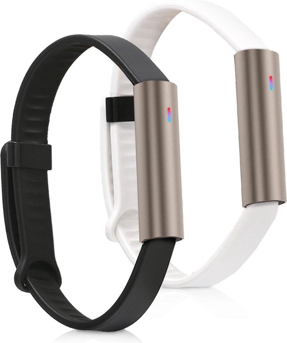 kwmobile 2x horlogeband voor Misfit Ray - siliconen band voor fitnesstracker - zwart / wit
