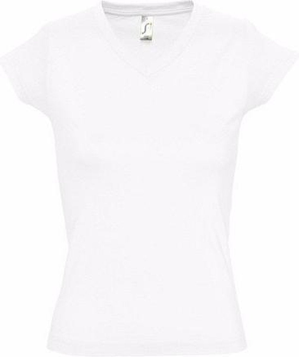 Dames t-shirt  V-hals wit 36 (S)