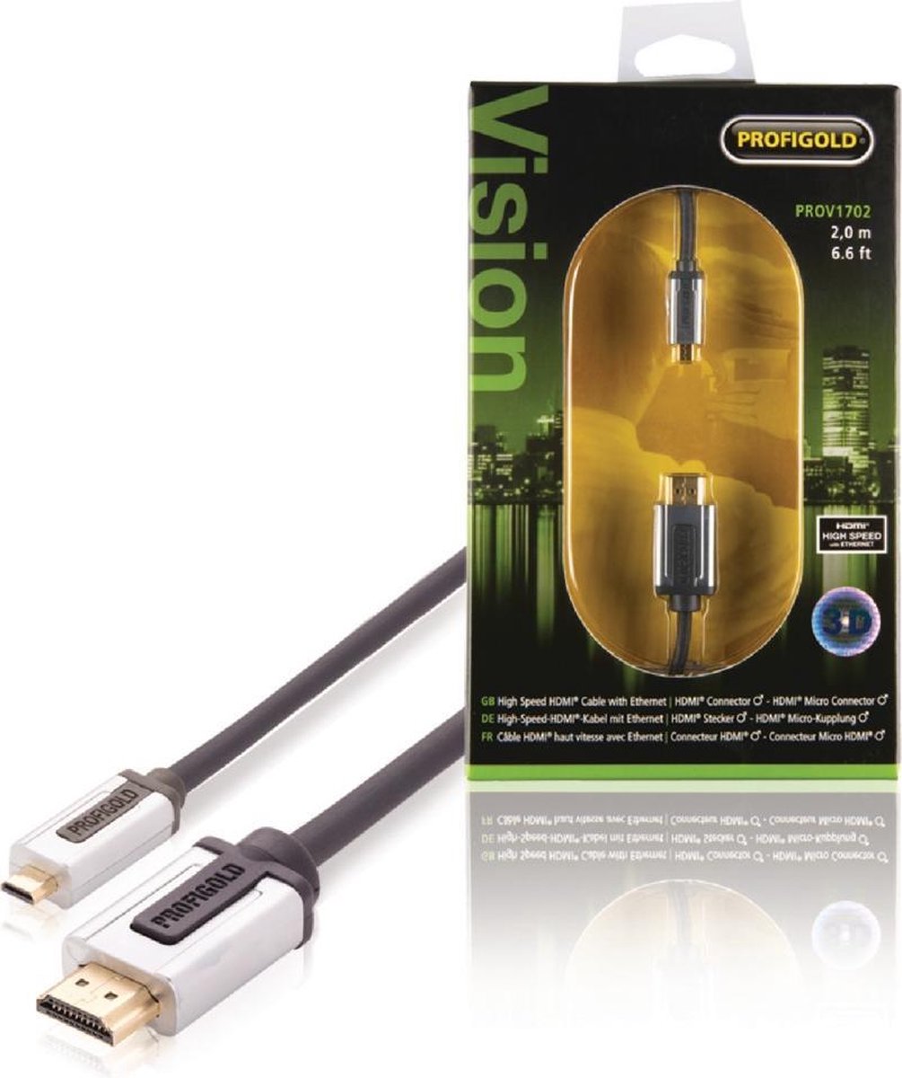 High Speed HDMI kabel met Ethernet HDMI-Connector - HDMI Micro-Connector Male - 2.00 m