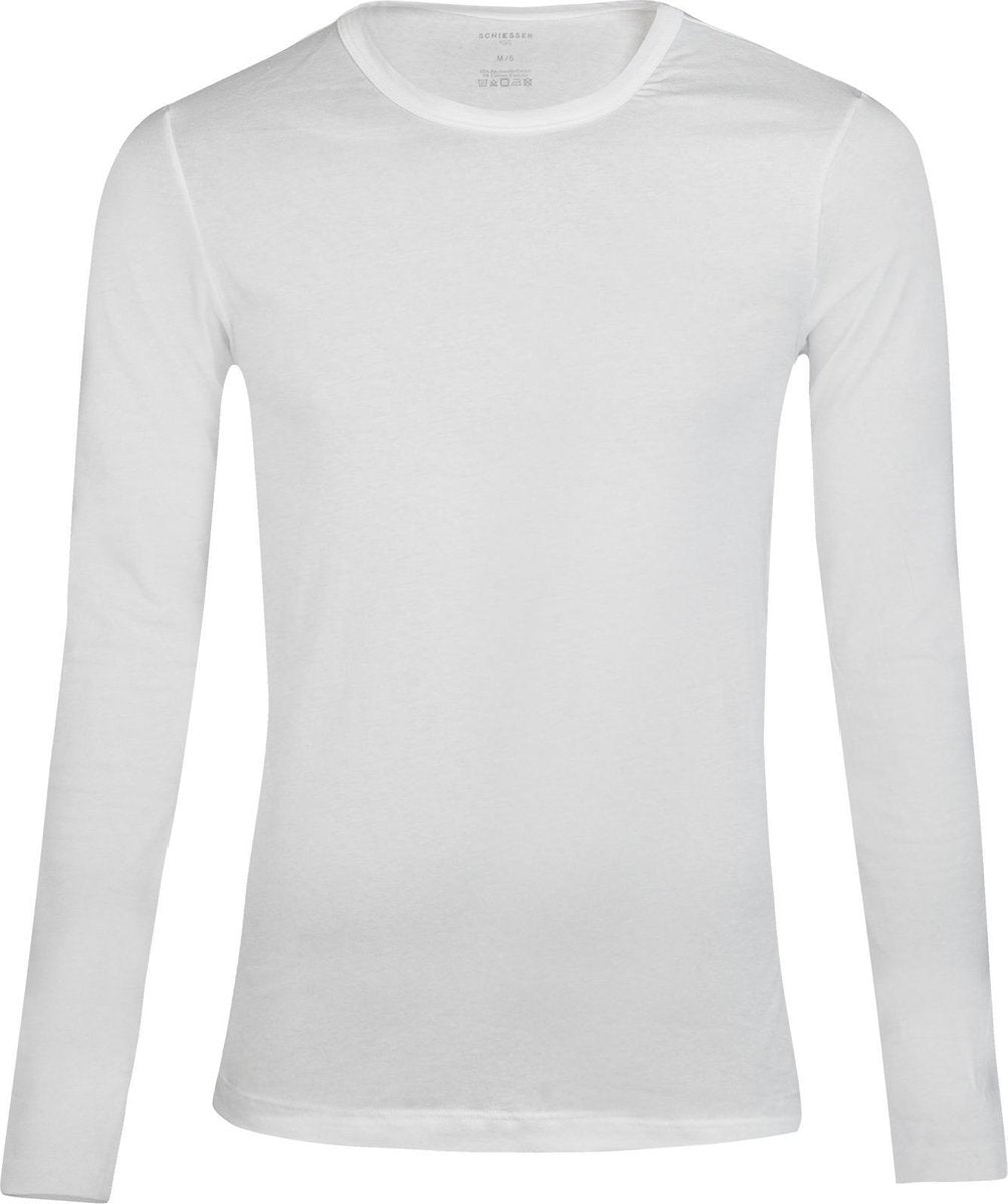 Schiesser 95/5 - heren T-shirt O-hals - wit lange mouwen -  Maat M