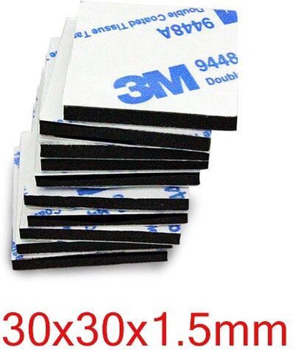 Dubbelzijdige Stickers 3M - 10 STUKS - Plakkers - Extra Sterk - Ophangen Poster en Foto - Knutselen - 30 x 30 x 1.5 mm - Plakkertjes - Klevers - Montage - DIY