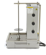 Doner Kebab / Gyros / Shoarma Grill 3 Branders - Gas - RVS - Max. 40 kg Vlees - Verstelbare Spies - Links + Rechts Draaiend - Doner Grill - Maxima