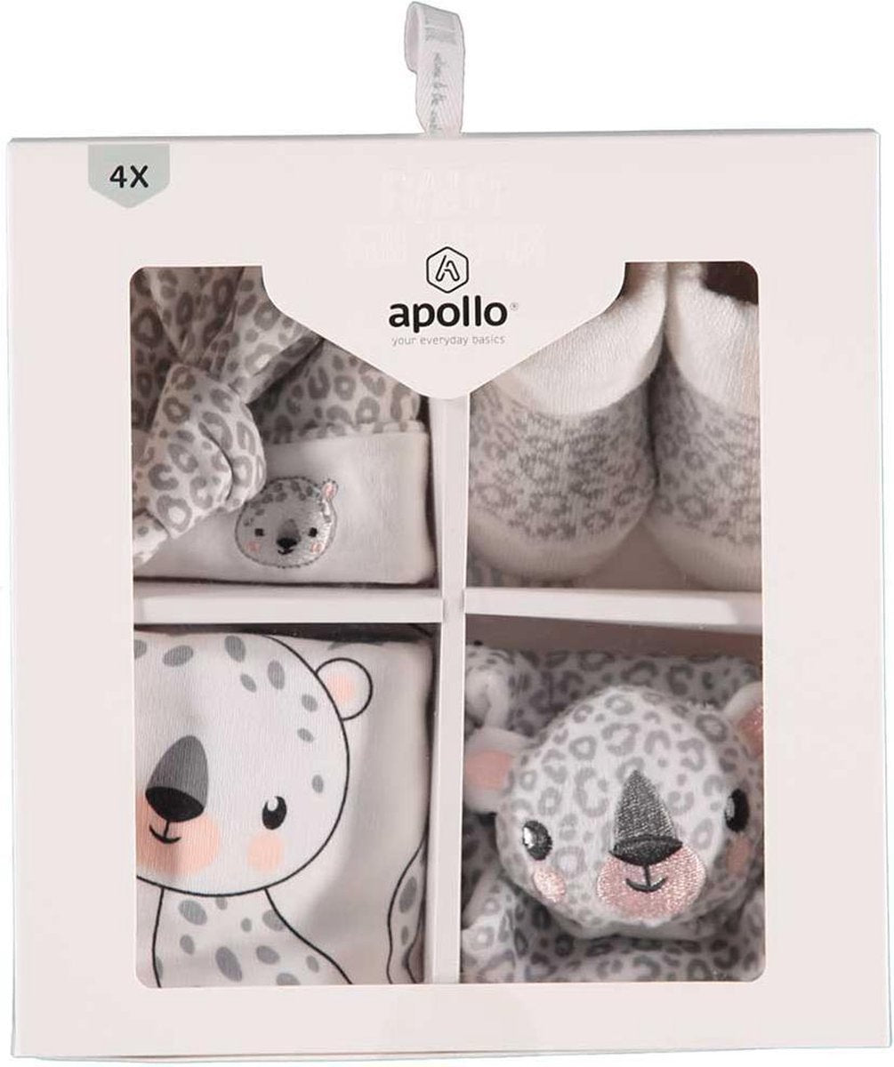 Apollo Baby Giftbox Cadeaudoos Leopard (4delig) daily basics Wit