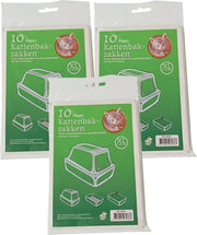 30x stuks plastic kattenbak afvalzakken wit 51 x 20 x 46 cm - Kattenbakzakken