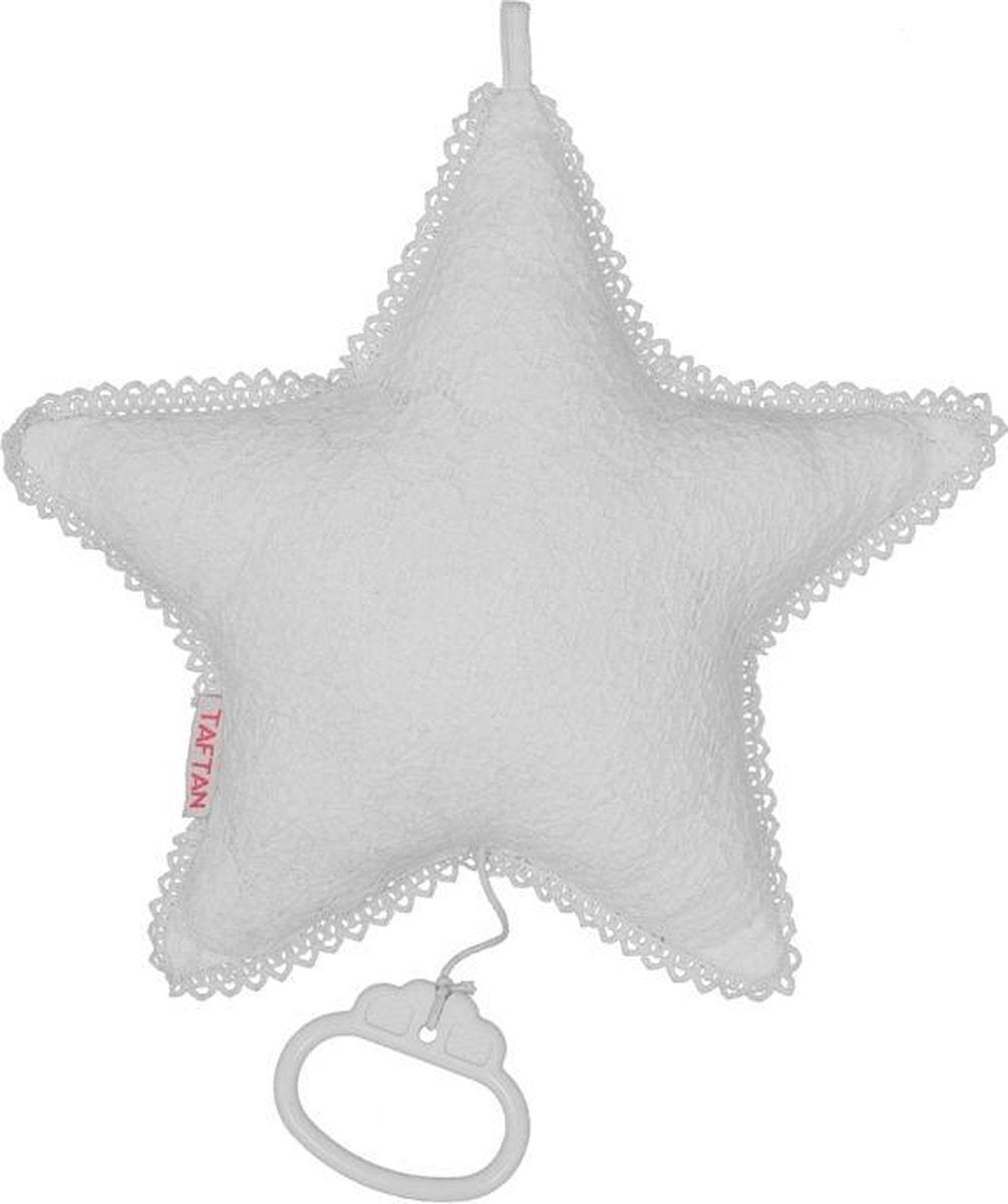 Taftan - Muziekdoosje - Haakwerk ster - 24 cm - wit