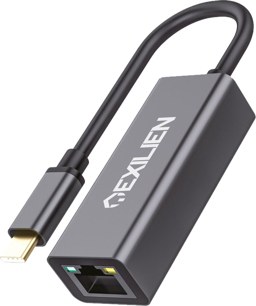 Exilien USB-C naar Ethernet Adapter - 1000Mbps (1Gbps) Netwerksnelheid - Compatible met Apple Macbook Pro / Air / iMac / Mac Mini / Google Chromebook / Windows Surface / HP / ASUS / Lenovo - Type-C Kabel naar LAN Gigabit Internet RJ45 Converter