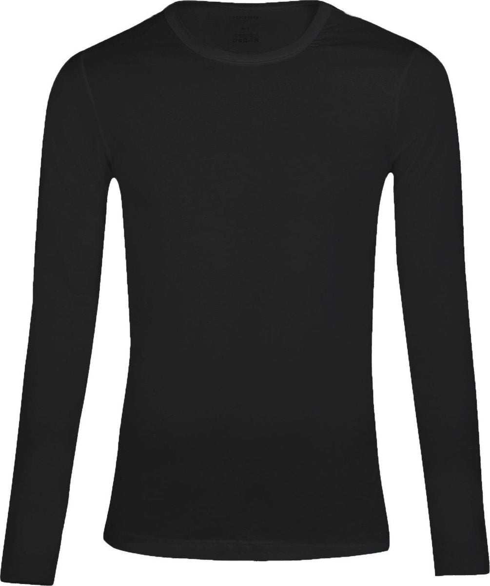 Schiesser 95/5 - heren T-shirt O-hals - zwart lange mouwen -  Maat L