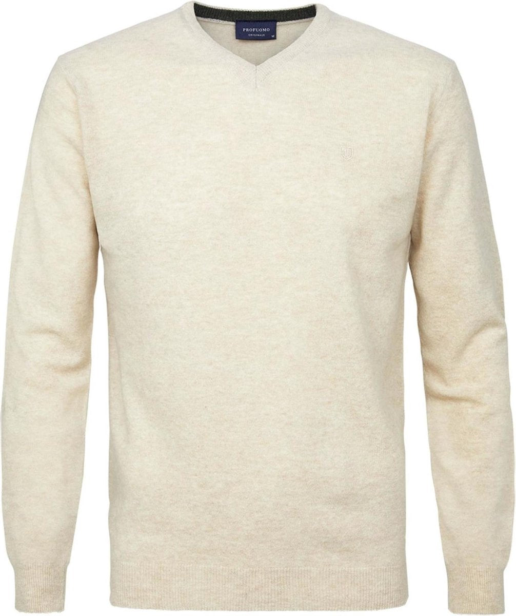 Profuomo Pullover V-hals Wol Beige (PPRJ3A0128)N