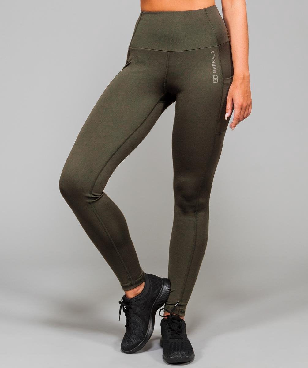 Marrald High Waist Pocket Sportlegging | Army Groen - XS dames yoga fitness