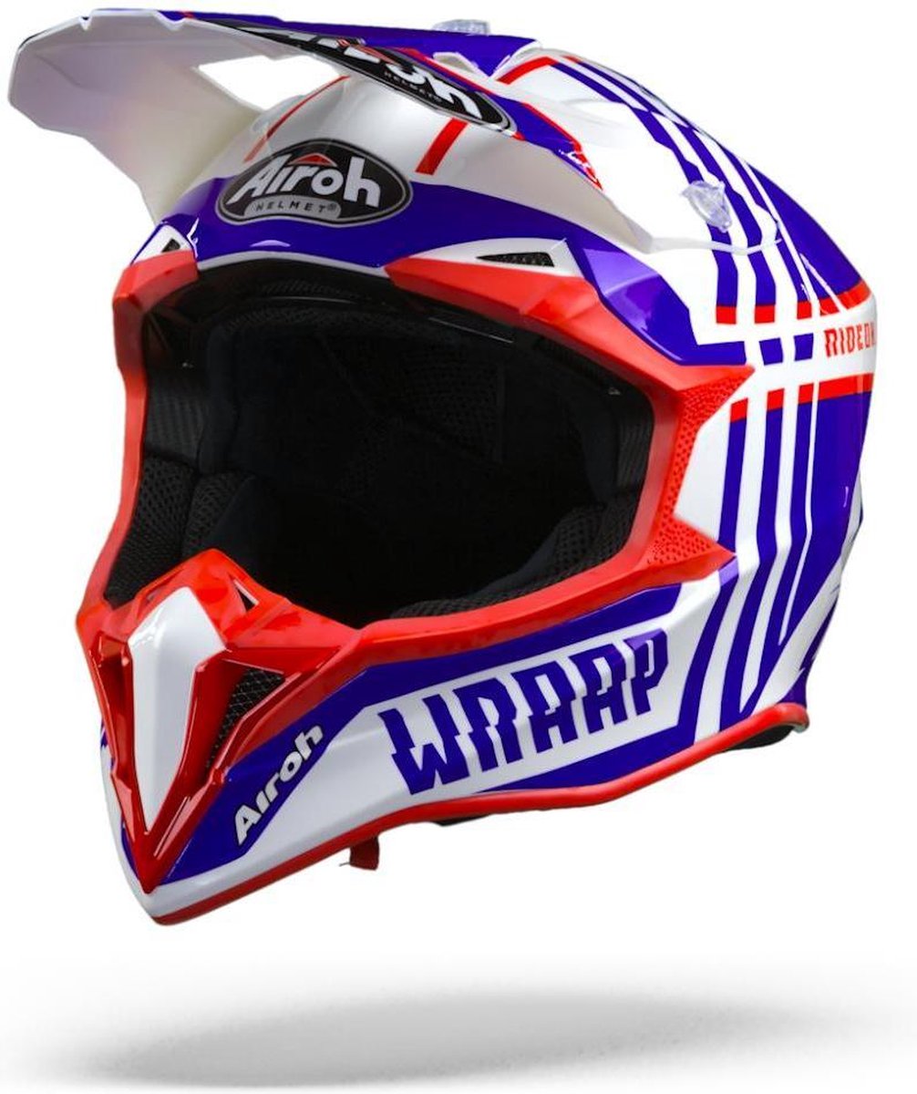 Airoh Wraap Broken Blue Red Gloss Full Face Helmet XL