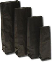 Eco Blokbodemzakjes Zwart Kraft Papier Vetvrij 60x33x170mm - 100 st