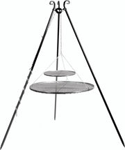 Driepoot 180 cm met dubbel stalen grillrooster 70+40 cm