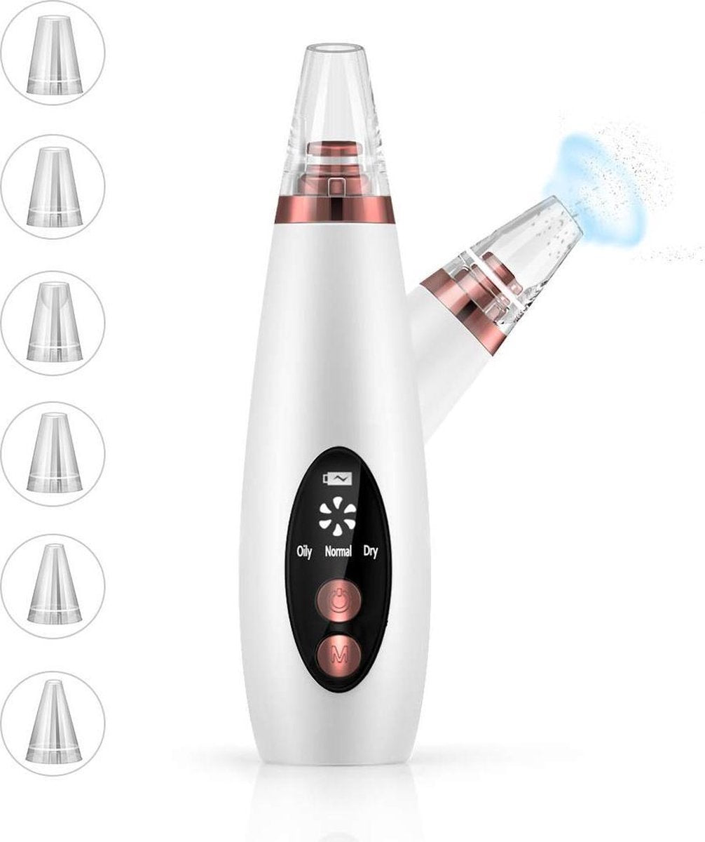 B.K Label Professionele Home SPA Skin Care Expert- -  Mee eters Verwijderen - Pore Vacuum Cleaner  Acne Verwijderen Set - Zwarte punten - Puistjes & Onzuiverheden Verwijderaar - Microdermabrasie Apparaat- Blackhead Vacuüm Remover - White - Draadloos
