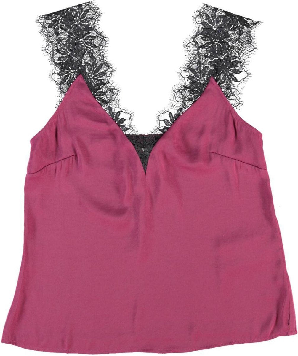 Morgan shiny paarse blouse top met brede kanten bandjes - valt kleiner - Maat 34