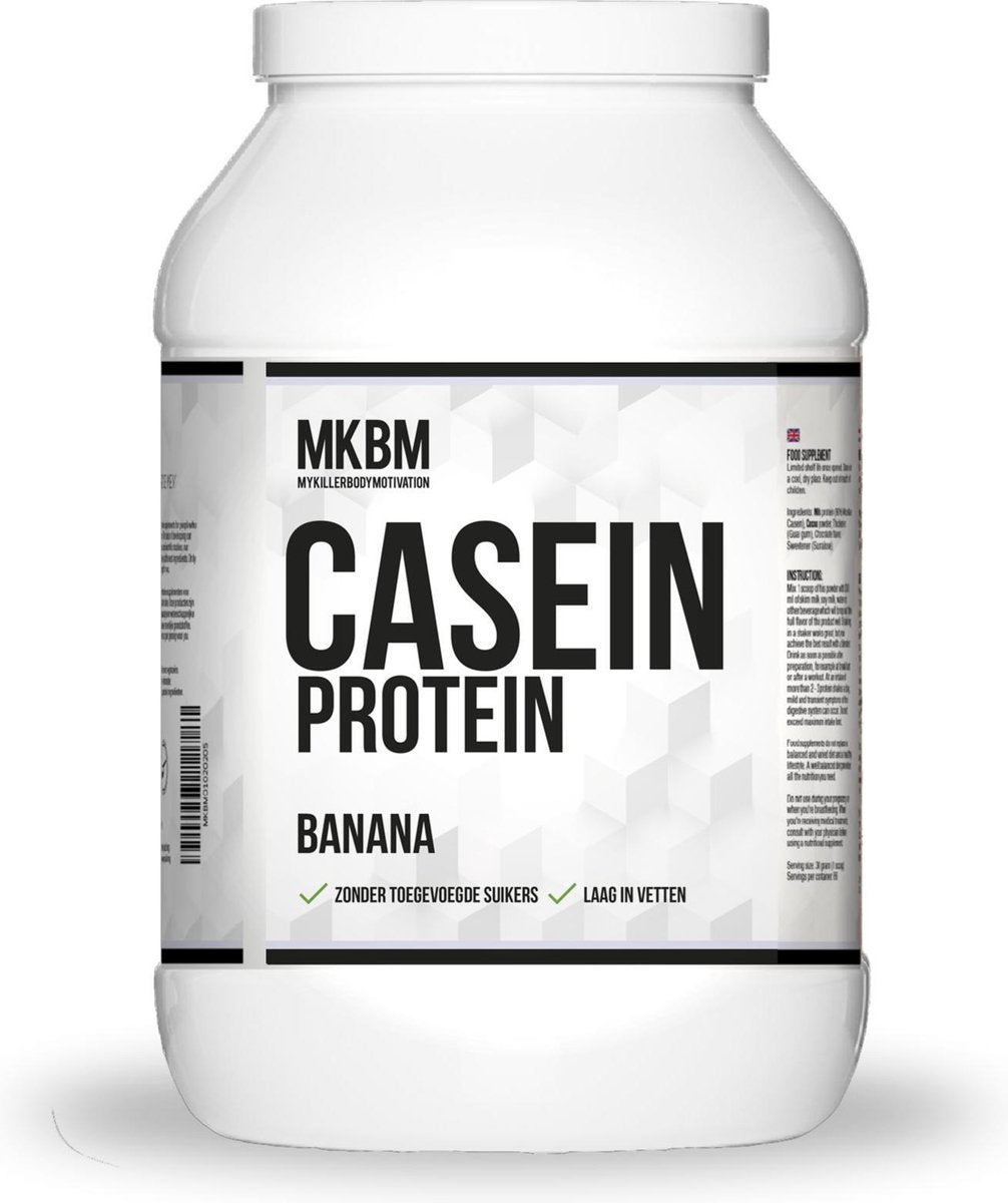 MKBM Casein Protein - Caseïne Eiwitshake / Proteïnepoeder van Fajah Lourens - 2 KG - Banana