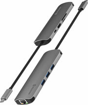 Swissten Aluminium 8 in 1 USB-C Hub Adapter voor Macbook - Grijs