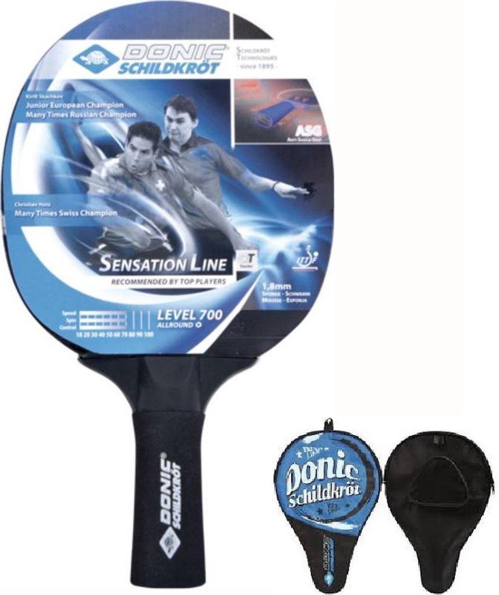 Donic Schildkröt tafeltennisbat Sensation 700 met blauwe Donic hoes/cover