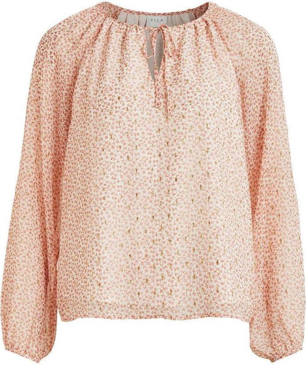 Vifalia Glitter L/s Top 14063963 Birch/w. Ikat Pr
