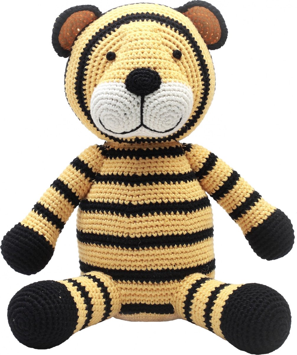 Naturezoo Knuffeltijger 20 Cm Bamboe Geel/zwart/wit