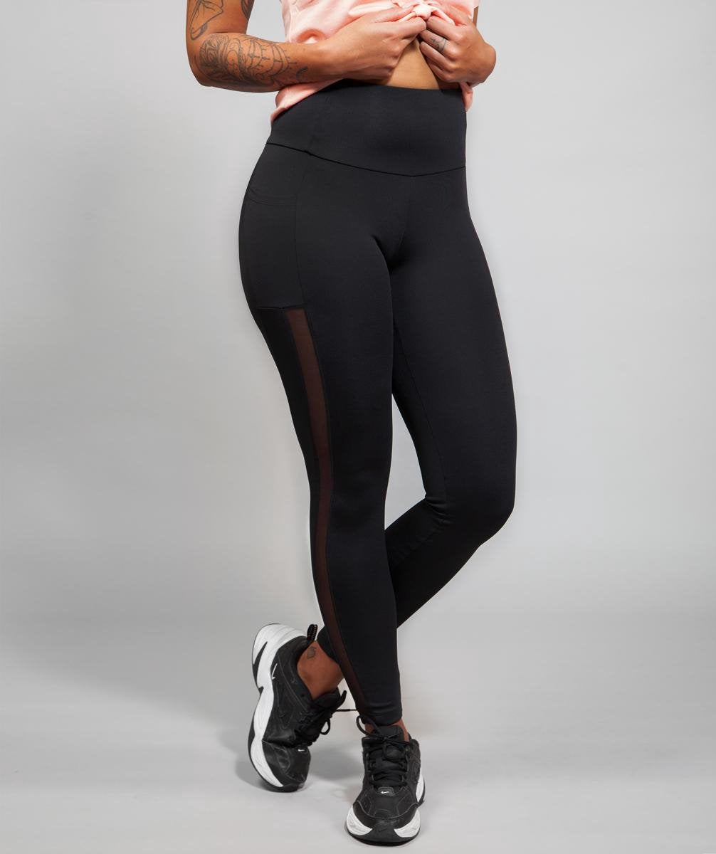 Marrald High Waist Mesh Sportlegging Zwart XS - pocket legging zakken dames yoga fitness