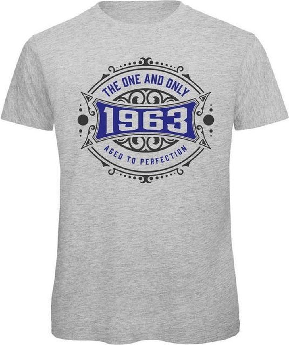 1963 The One And Only | Feest Kado T-Shirt Heren - Dames | Antraciet - Donker Blauw | Perfect Verjaardag Cadeau Shirt | Grappige Spreuken - Zinnen - Teksten |
