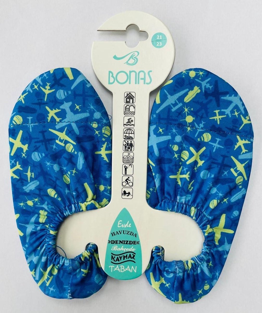 Bonas Antislip Zool Waterschoen | Zwemschoenen | Zwemslof | Gymschoen voor Kinderen Maat 27-29 Vliegtuig