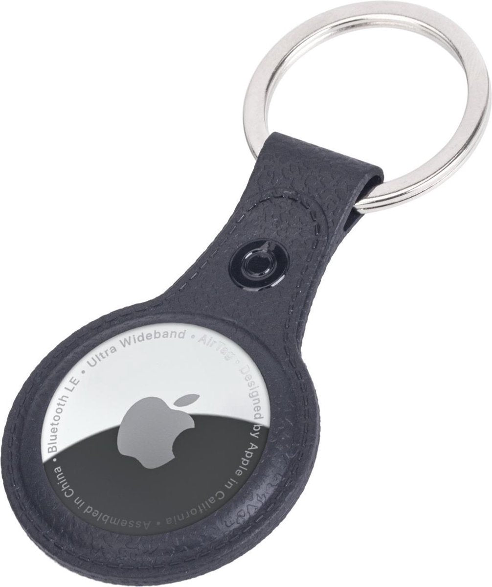 AirTag-Sleutelhanger AirTag Hoesje Leder Look Hanger - AirTag Hanger Sleutelhanger Hoesje - Zwart