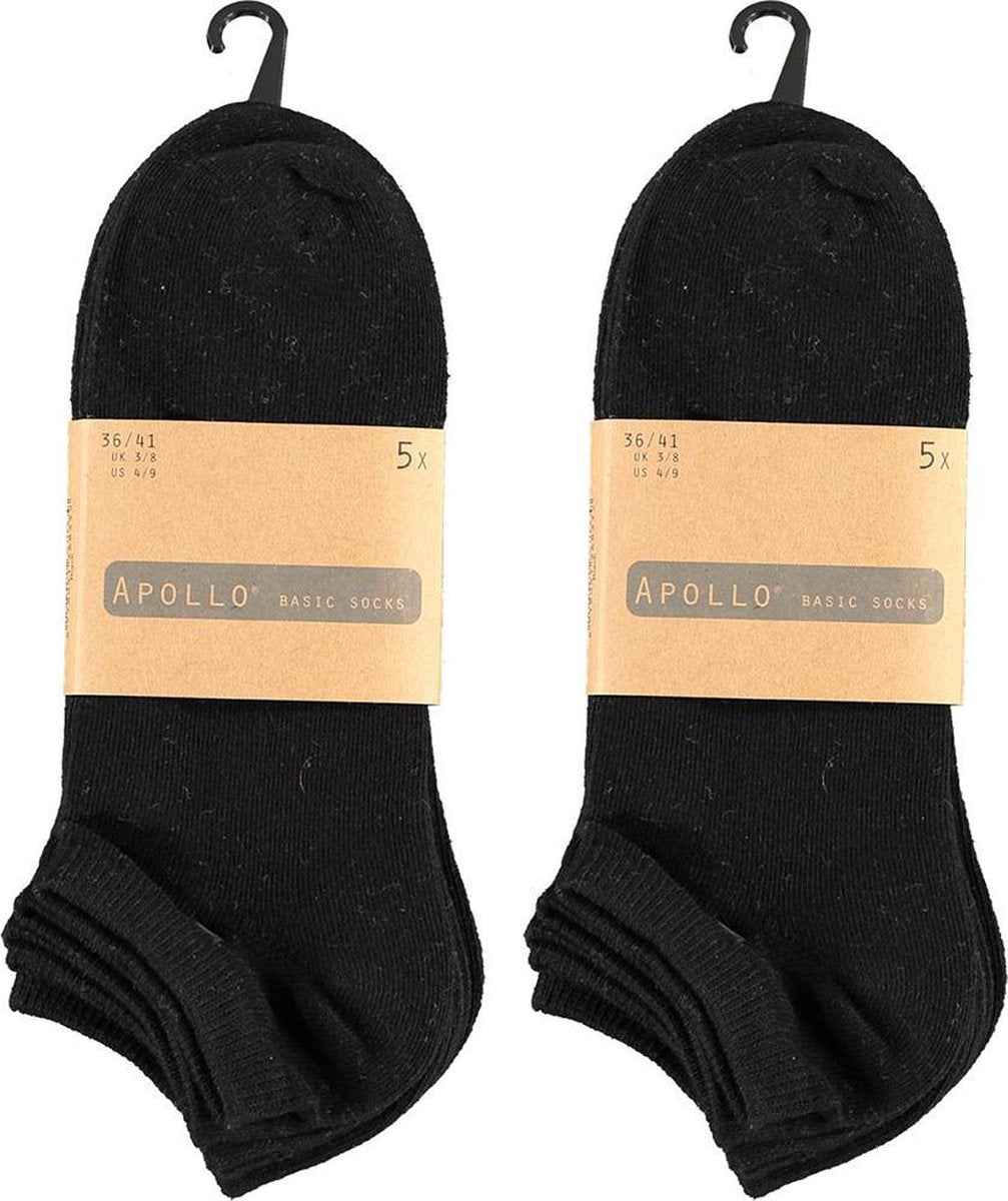 Apollo 10P Sneakersokken Zwart - Maat 36-41