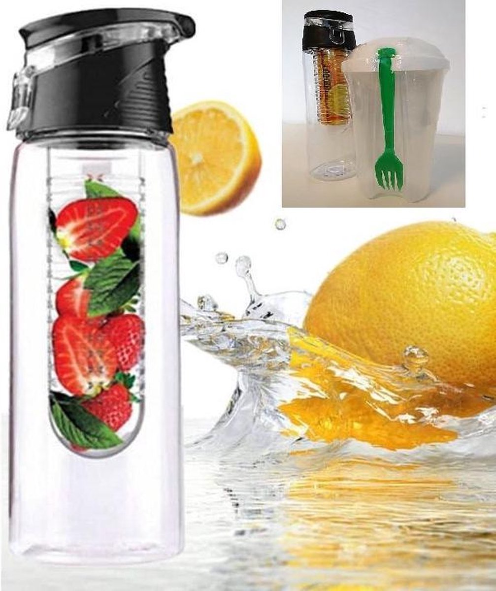 Drinkfles met Fruit Infuser en Sla-mok