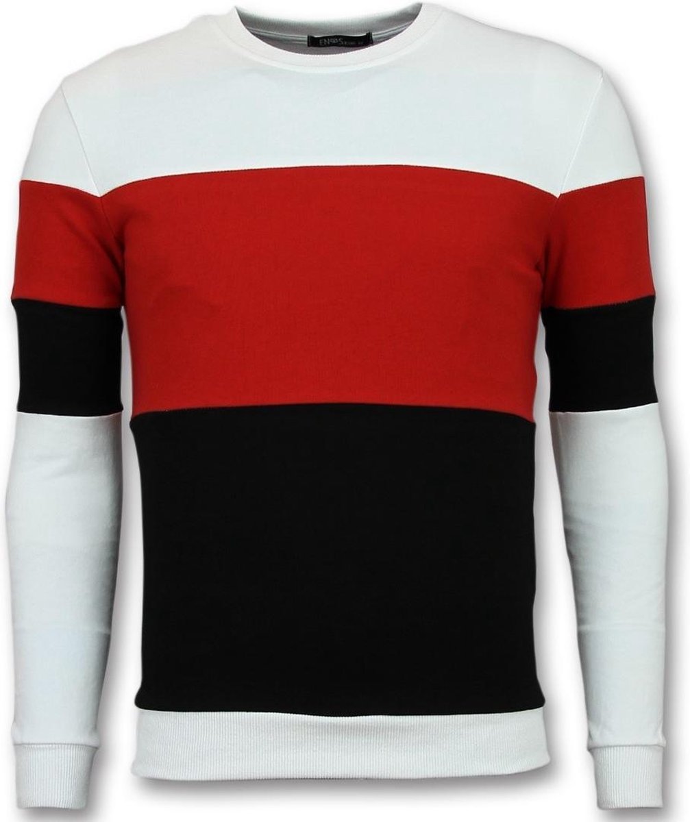 Enos Sweater Mannen - Online Streep Truien Kopen - Rood - Maten: XL