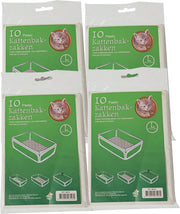 40x stuks plastic kattenbak afvalzakken wit 50 x 20 x 37 cm - Kattenbakzakken