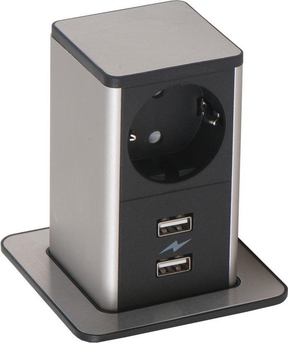 Stroom en signaal unit Pop Up-Zwart-1x Power | 2x USB