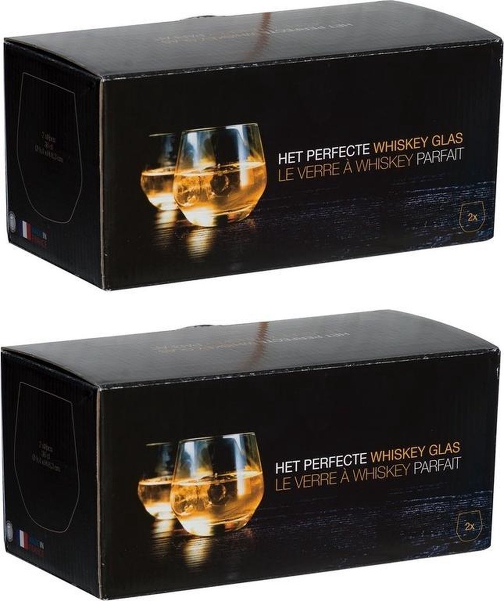4x Whisky glazen transparant 360 ml  - Whisky glas 4 stuks